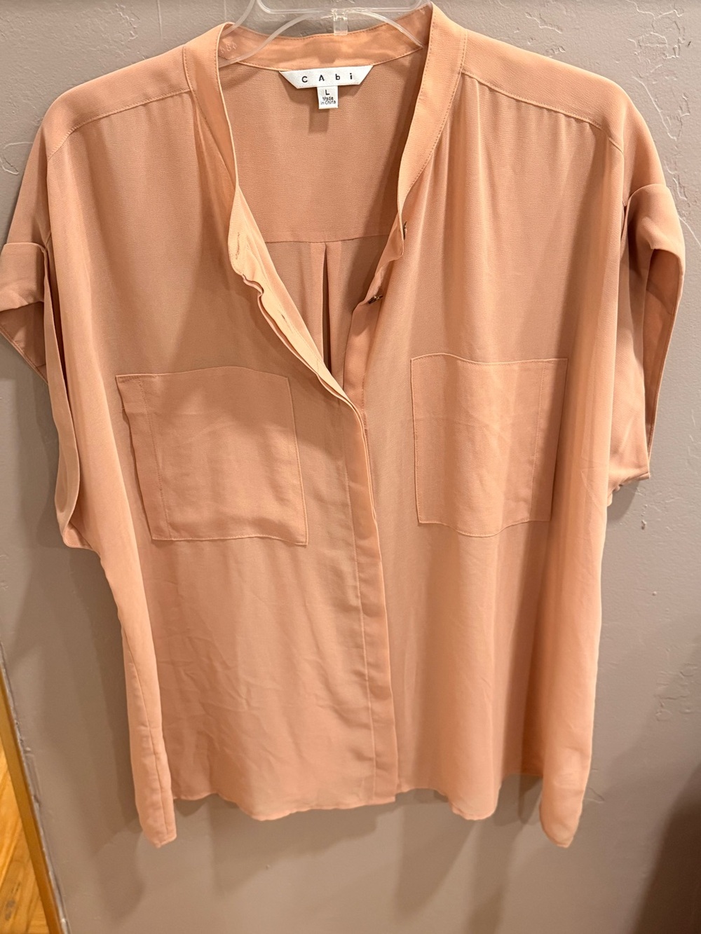 Cabi Nude Blouse - Relaxed Dolman Short Sleeve Blouse Semi Opaque #698